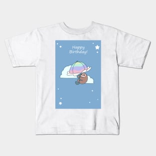 Happy Birthday Parasol Sloth Kids T-Shirt